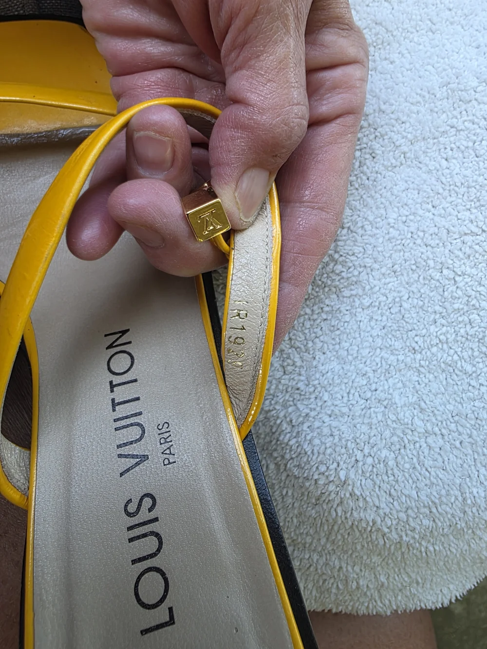 Louis Vuitton Patent Leather Yellow Strappy Square-Toe Sandals Size 37